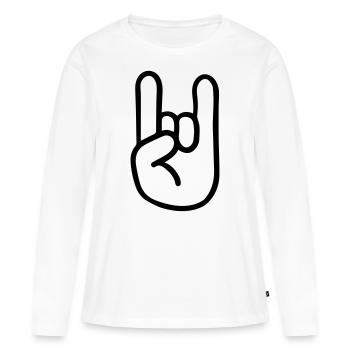 Rocker Zeichen - Frauen Premium Bio Langarmshirt - Weiß - Vorne - Julia (174cm)