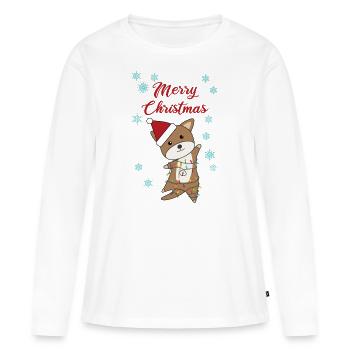 merry christmas dog snow winter puppy Wauwau - Women's Premium Organic Long Sleeve Shirt - white - Front - Julia (174cm)