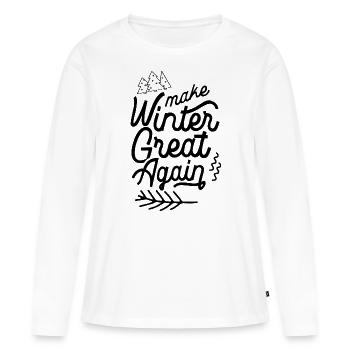 Hiver sort Neige froide Vacances d’hiver - T-shirt manches longues Premium bio Femme - blanc - Devant - Julia (174cm)