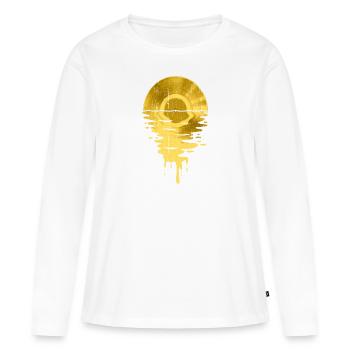 Música fresca vinilo retro vintage bling - T-shirt manches longues Premium bio Femme - blanc - Devant - Julia (174cm)