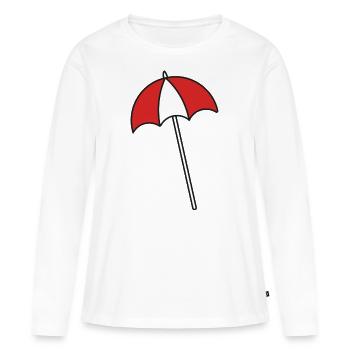 Parasol Voyage d’été - T-shirt manches longues Premium bio Femme - blanc - Devant - Julia (174cm)