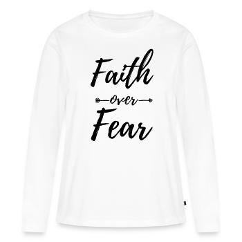 La foi plutôt que la peur - T-shirt manches longues Premium bio Femme - blanc - Devant - Julia (174cm)