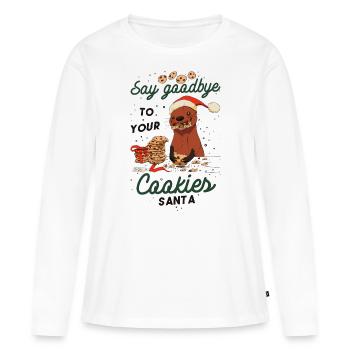 Loutre Cadeau de Noël Biscuits de Loutre Noël Noël - T-shirt manches longues Premium bio Femme - blanc - Devant - Julia (174cm)