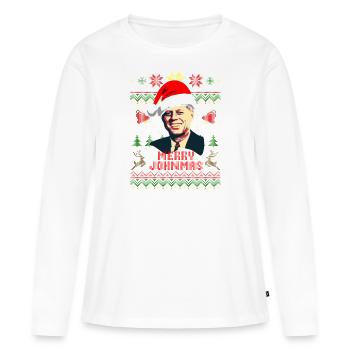 Joyeux Johnmas John F Kennedy Noël - T-shirt manches longues Premium bio Femme - blanc - Devant - Julia (174cm)