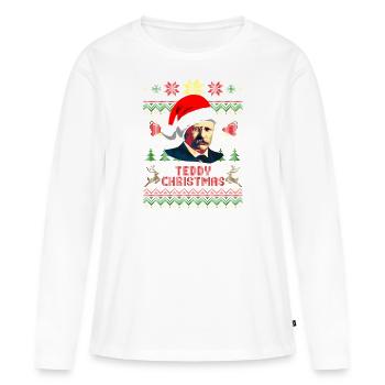 Teddy Noël Theodore Roosevelt - T-shirt manches longues Premium bio Femme - blanc - Devant - Julia (174cm)