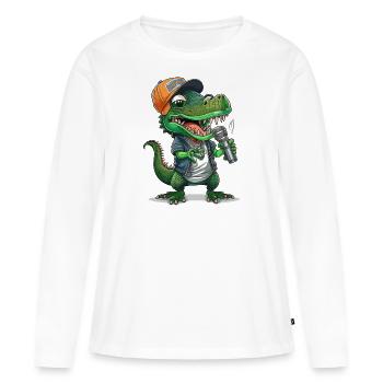 Flux d’alligators - T-shirt manches longues Premium bio Femme - blanc - Devant - Julia (174cm)