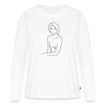 Sexy Lineart - dessin de nu par Vanessa Keen. - T-shirt manches longues Premium bio Femme - blanc - Devant - Julia (174cm)