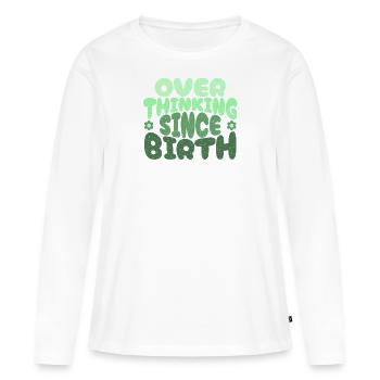Trop réfléchir depuis la naissance en vert - T-shirt manches longues Premium bio Femme - blanc - Devant - Julia (174cm)