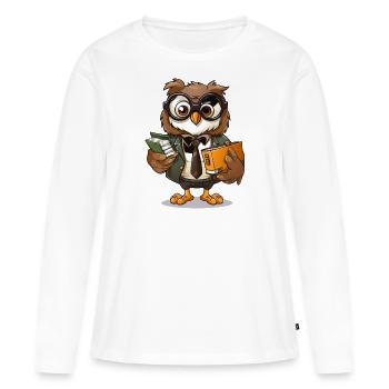 Professor Hoot - Frauen Premium Bio Langarmshirt - Weiß - Vorne - Julia (174cm)