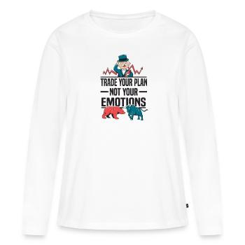 Plan d’épargne d’actionnaire coloré Trading Marché boursier Marché boursier - T-shirt manches longues Premium bio Femme - blanc - Devant - Julia (174cm)
