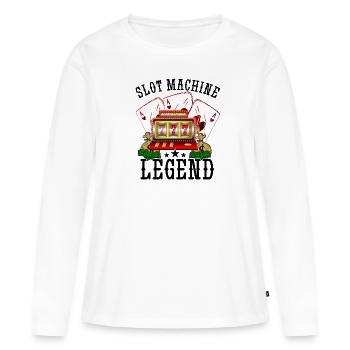 Kasino Glücksspiel Spielautomat Kartenspiel - Frauen Premium Bio Langarmshirt - Weiß - Vorne - Julia (174cm)