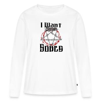 Satan Belzébuth Diable Gothique Pentagramme Mystique - T-shirt manches longues Premium bio Femme - blanc - Devant - Julia (174cm)
