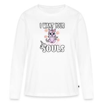 Satan Belzébuth Diable Gothique Pentagramme Mystique - T-shirt manches longues Premium bio Femme - blanc - Devant - Julia (174cm)