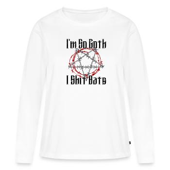 Satan Beelzebub Teufel Gothic Pentagram Mystisch - Frauen Premium Bio Langarmshirt - Weiß - Vorne - Julia (174cm)
