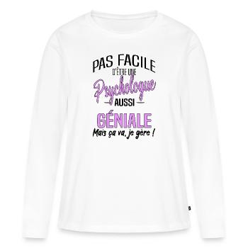 Psychologue - T-shirt manches longues Premium bio Femme - blanc - Devant - Julia (174cm)