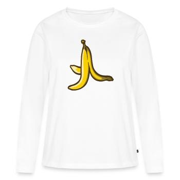 Banane / Peau de banane - T-shirt manches longues Premium bio Femme - blanc - Devant - Julia (174cm)