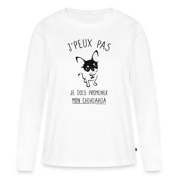 J'peux pas chihuahua humour drôle chien original - T-shirt manches longues Premium bio Femme - blanc - Devant - Julia (174cm)