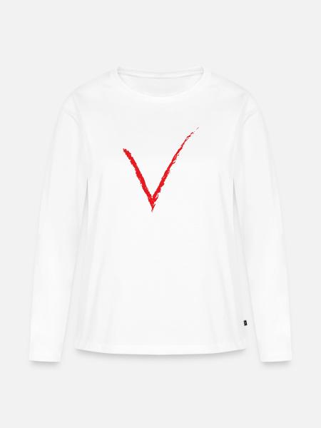 V - Frauen Premium Bio Langarmshirt - Weiß