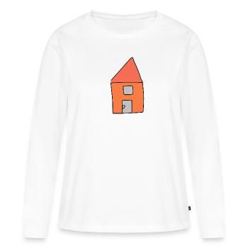 Haus Symbol Wohnen rot - Frauen Premium Bio Langarmshirt - Weiß - Vorne - Julia (174cm)