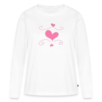 Coeur Amour Symbole Forme - T-shirt manches longues Premium bio Femme - blanc - Devant - Julia (174cm)