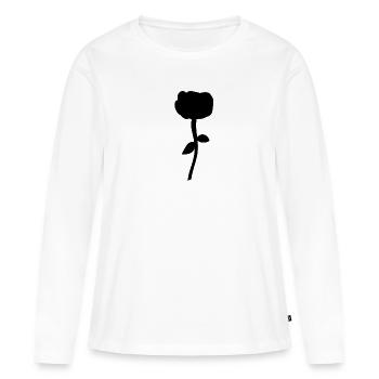 Plante Fleur Rose Symbole Forme - T-shirt manches longues Premium bio Femme - blanc - Devant - Julia (174cm)