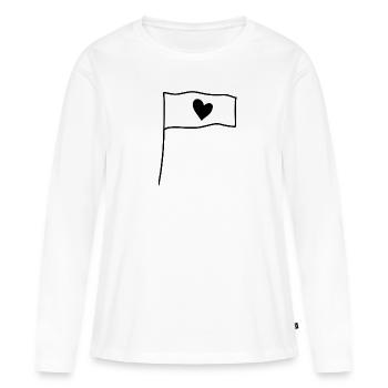 Drapeau Coeur Amour Symbole Forme - T-shirt manches longues Premium bio Femme - blanc - Devant - Julia (174cm)