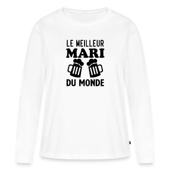 Le meilleur Mari du monde - T-shirt manches longues Premium bio Femme - blanc - Devant - Julia (174cm)