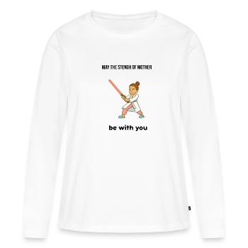 Fête des Mères – Cadeau - T-shirt manches longues Premium bio Femme - blanc - Devant - Julia (174cm)