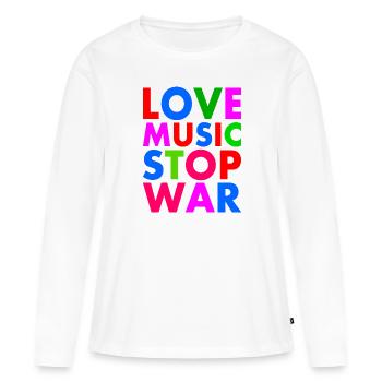 Stop war - Frauen Premium Bio Langarmshirt - Weiß - Vorne - Julia (174cm)