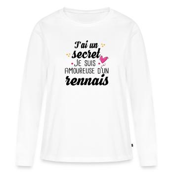 Rennais Rennes Femme Amoureuse Cadeau Amour Humour - T-shirt manches longues Premium bio Femme - blanc - Devant - Julia (174cm)