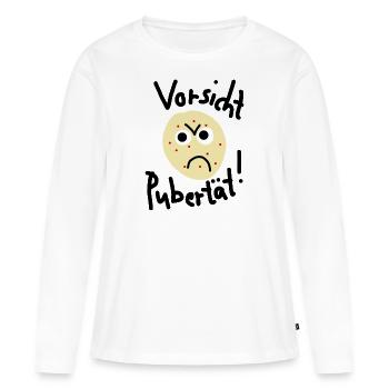 Vorsicht Pubertät - Frauen Premium Bio Langarmshirt - Weiß - Vorne - Julia (174cm)