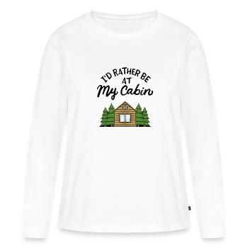 Cabane de camping Forêt - T-shirt manches longues Premium bio Femme - blanc - Devant - Julia (174cm)