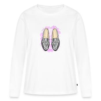 Chaussures élégantes - T-shirt manches longues Premium bio Femme - blanc - Devant - Julia (174cm)