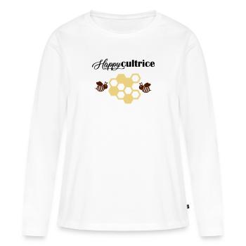 happycultrice - T-shirt manches longues Premium bio Femme - blanc - Devant - Julia (174cm)