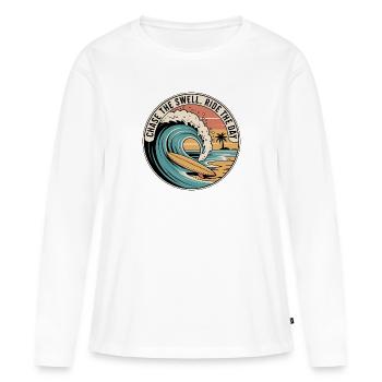 Poursuivez la houle, chevauchez la journée - T-shirt manches longues Premium bio Femme - blanc - Devant - Julia (174cm)