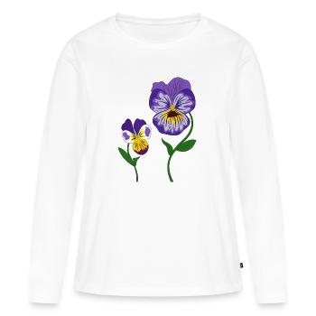 fleur violette - T-shirt manches longues Premium bio Femme - blanc - Devant - Julia (174cm)