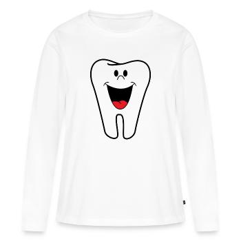 Dent - T-shirt manches longues Premium bio Femme - blanc - Devant - Julia (174cm)