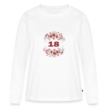 18e anniversaire - T-shirt manches longues Premium bio Femme - blanc - Devant - Julia (174cm)