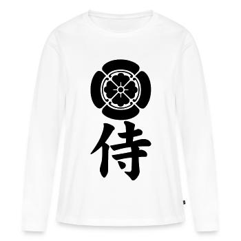 Emblème samouraï du clan Oda (noir) - T-shirt manches longues Premium bio Femme - blanc - Devant - Julia (174cm)