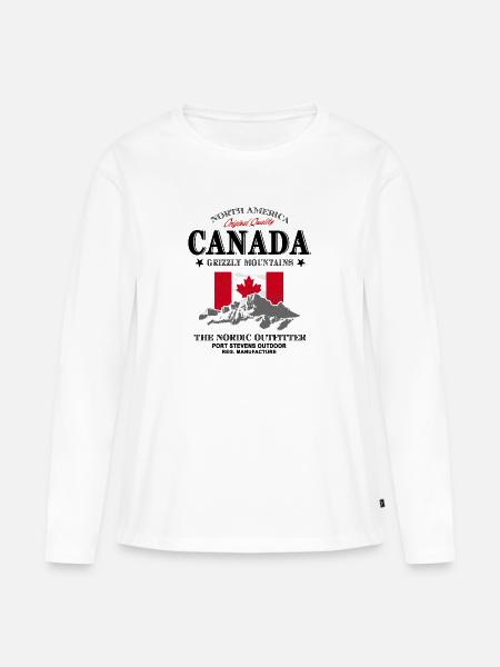 Kanada - Maple Leaf - Canada - Frauen Premium Bio Langarmshirt - Weiß