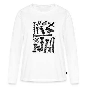 composition of screws, nails, bolts - Women's Premium Organic Long Sleeve Shirt - white - Front - Julia (174cm)