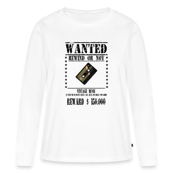 WANTED CASSETTE AUDIO - T-shirt manches longues Premium bio Femme - blanc - Devant - Julia (174cm)