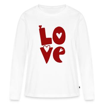 Design d’amour avec des cœurs dans la lettre - T-shirt manches longues Premium bio Femme - blanc - Devant - Julia (174cm)