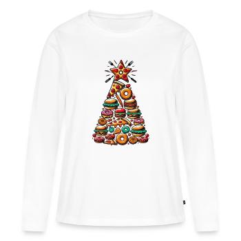 Arbre de Noël des fast-foods - T-shirt manches longues Premium bio Femme - blanc - Devant - Julia (174cm)