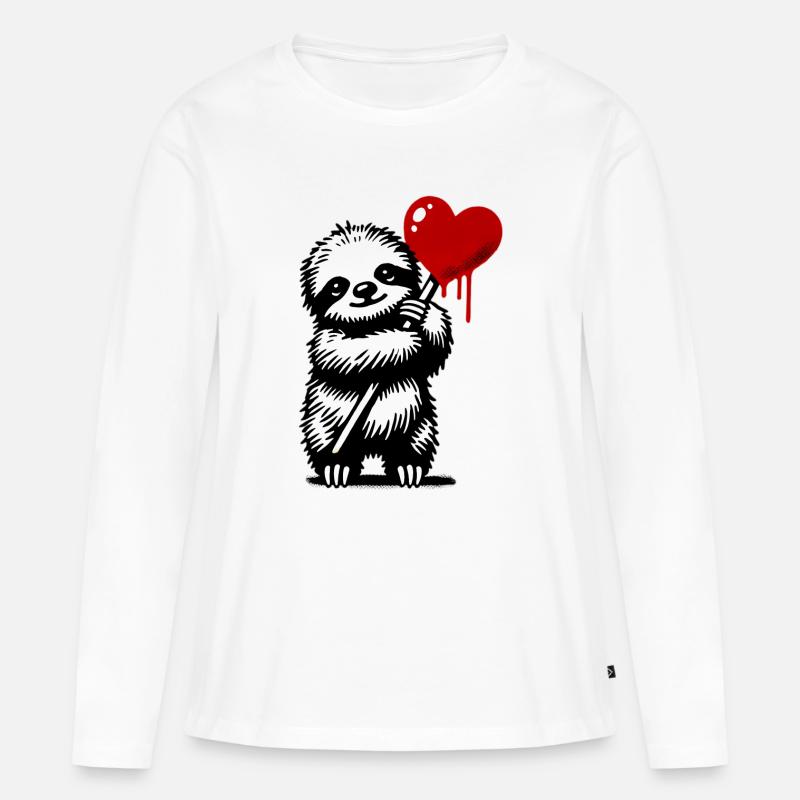 Faultier - Frauen Premium Bio Langarmshirt - Weiß