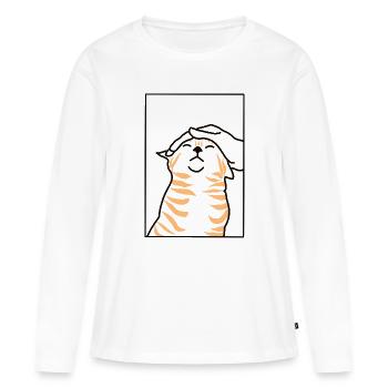 red cat - Women's Premium Organic Long Sleeve Shirt - white - Front - Julia (174cm)