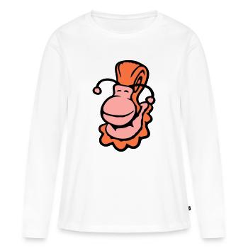 coquille d'escargot limace escargot sourit doucement - T-shirt manches longues Premium bio Femme - blanc - Devant - Julia (174cm)