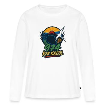 Ker Kreol 974 Island emblematique 01 - T-shirt manches longues Premium bio Femme - blanc - Devant - Julia (174cm)