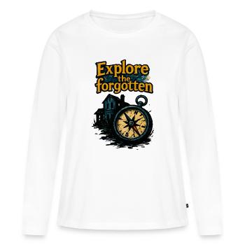 Urbex - Exploration Urbaine - Explorateur Urbain - T-shirt manches longues Premium bio Femme - blanc - Devant - Julia (174cm)