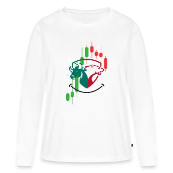Marché baissier et marché haussier - T-shirt manches longues Premium bio Femme - blanc - Devant - Julia (174cm)